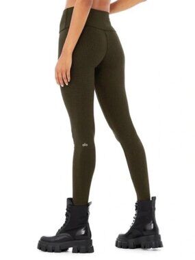 Alo Yoga High-Waist Micro Houndstooth Legging Olive/Black